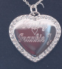 Heart Stainless Steel Pendant  Lined with Cubic Zirconia Stones